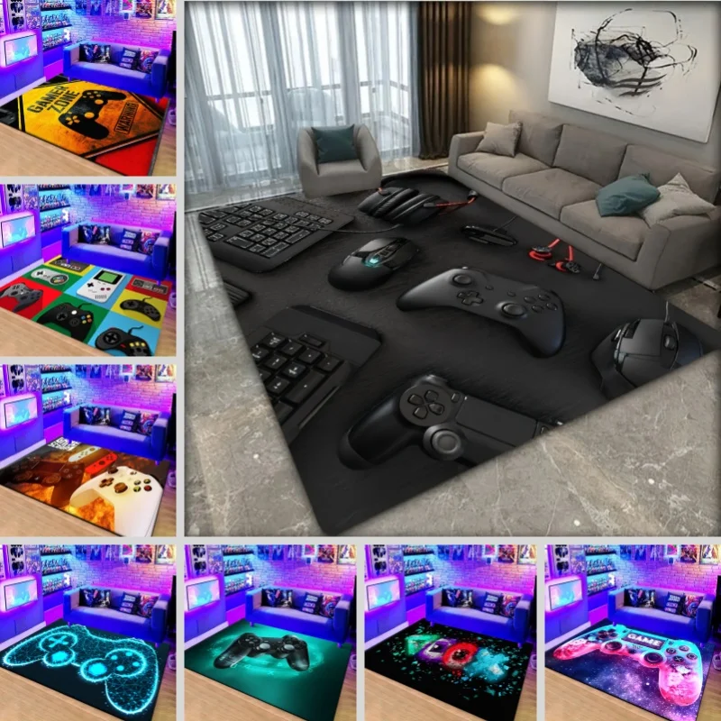 Outdoor Sports Hall - 3D-Spielekonsolen-Controller-Teppich für Wohnzimmer, Kinderzimmer, Krabbelmatte, rutschfest,