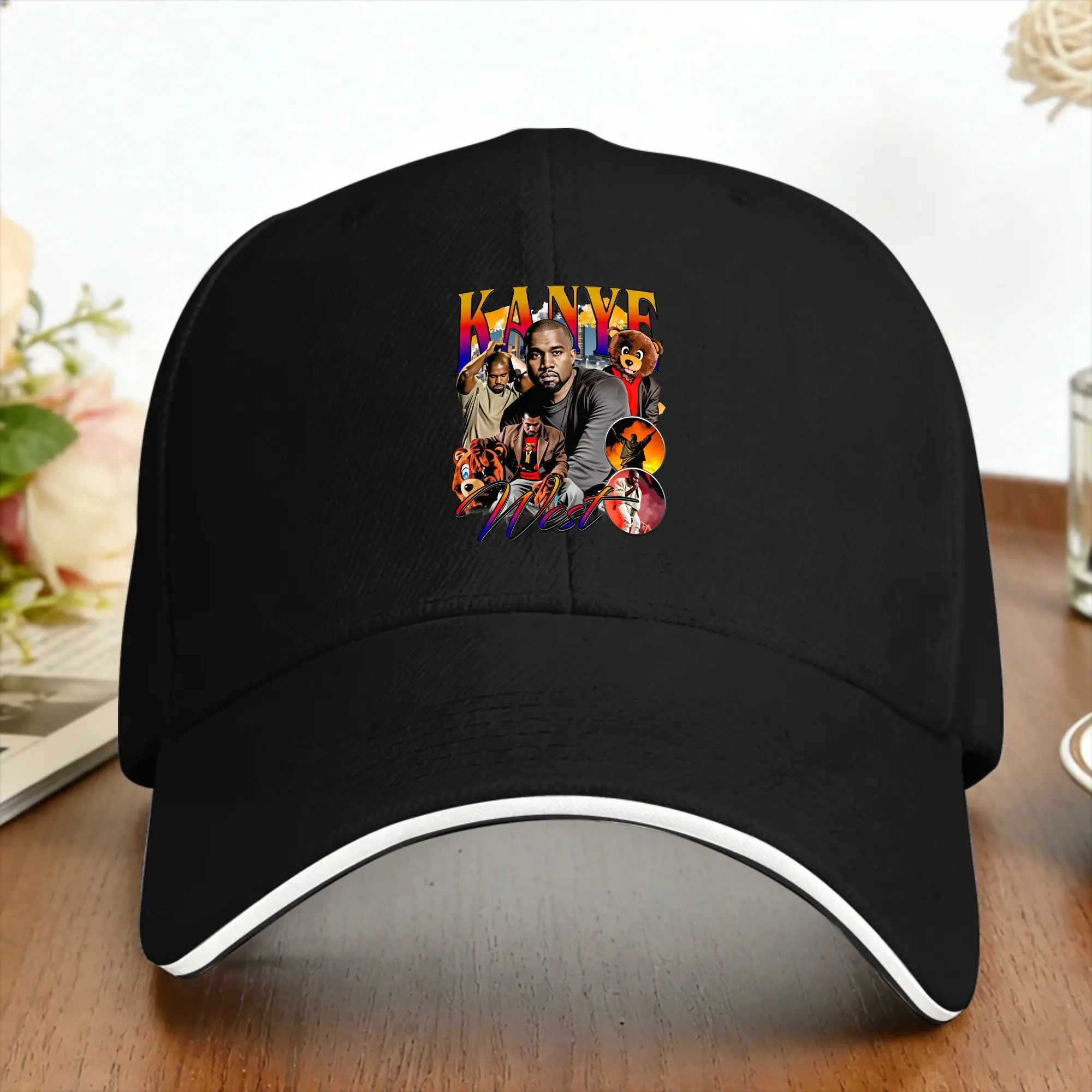 Outdoor Sport Hat Classic - Lässige Baseballkappe mit Kanye West Sänger-Porträt-Poster,