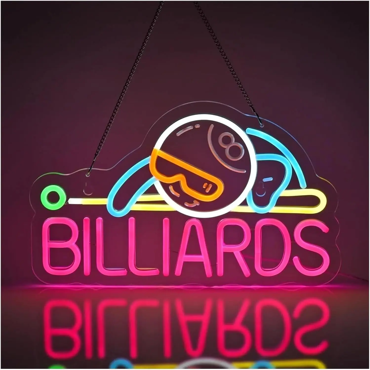 Outdoor Sports Hall - Billard 8-Ball LED-Neonschild Dimmbare USB-Wandleuchte für
